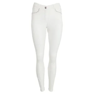 Elegant white ladies breech with silicon seat for riding comfort.