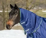 Horse wearing Bucas Smartex Combi Neck 300g Med for warmth and protection.
