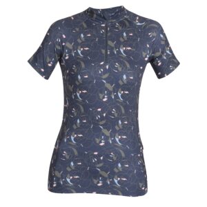 Women's Aubrion Revive short sleeve sun shirt with floral pattern for riding and outdoor activities.