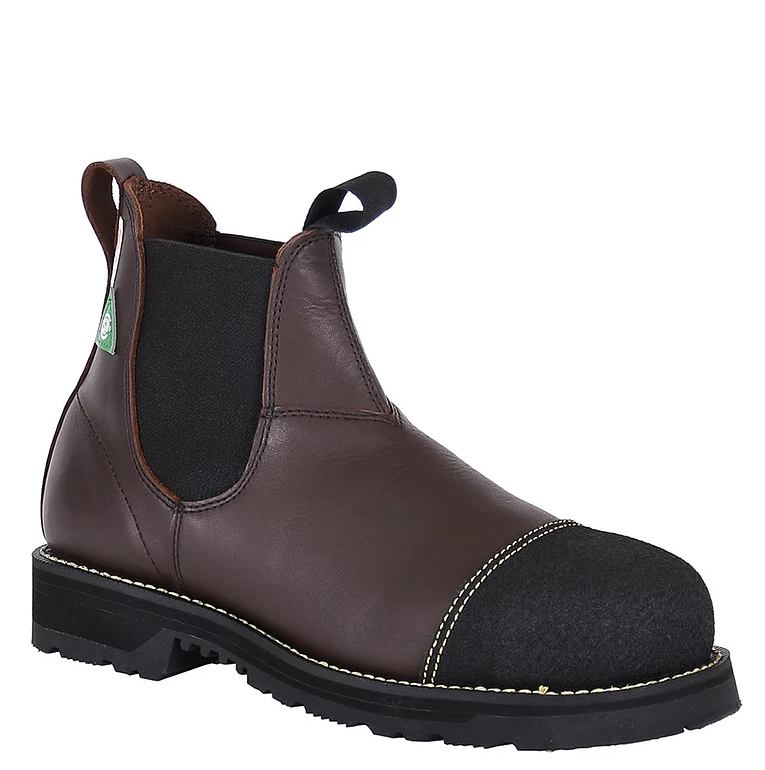 Durable black pull-on horse riding boot with reinforced toe and sole.