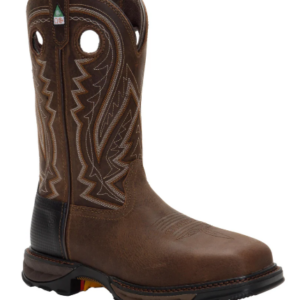 Durable waterproof work boot with square toe and stylish design.