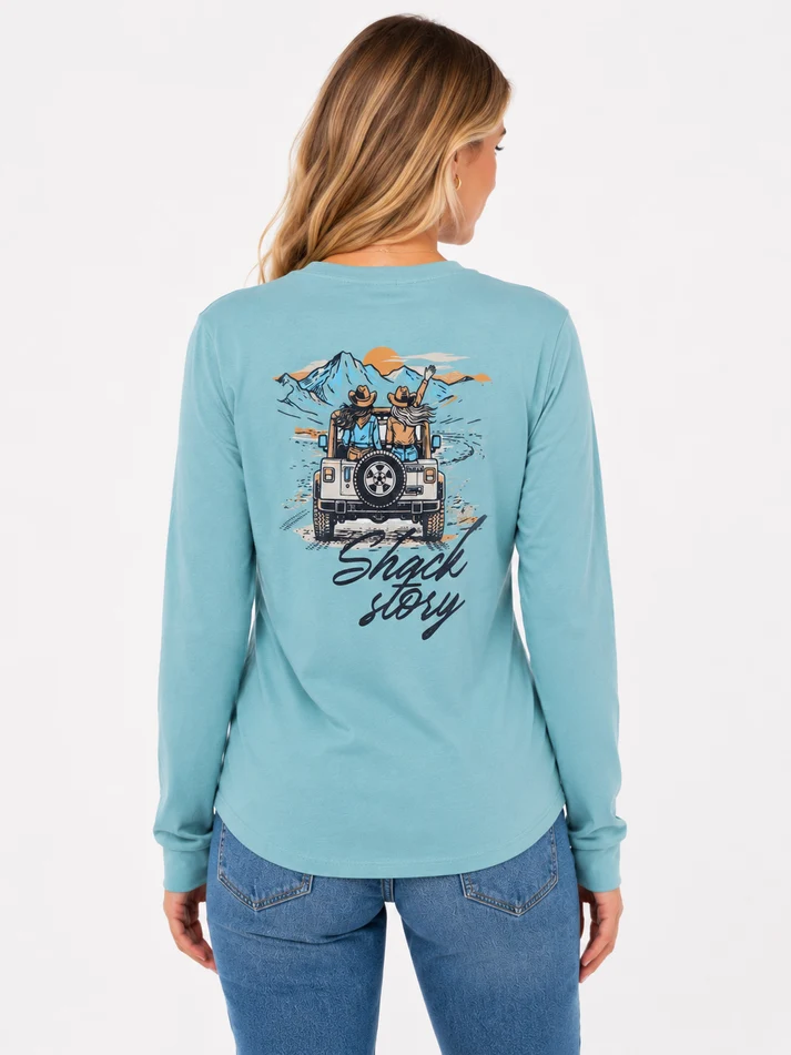 Shack Story Jeep Ride | Turquoise Longsleeve | Women